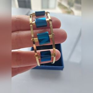 Chic Gold and Blue Bracelet